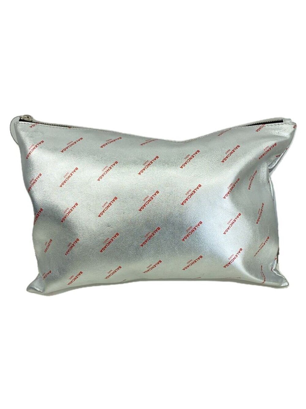 Balenciaga Clutch Bag Leather Silver